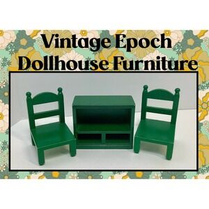Vintage Epoch Dollhouse Furniture Lot 2 Chairs  Plus Shelf‎ Taiwan